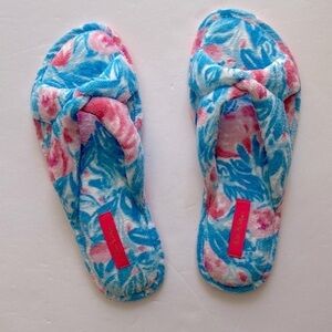 Lilly Pulitzer My Little Peony Terry House Slippers in Boundi Blue Sz 7/8 NWOT